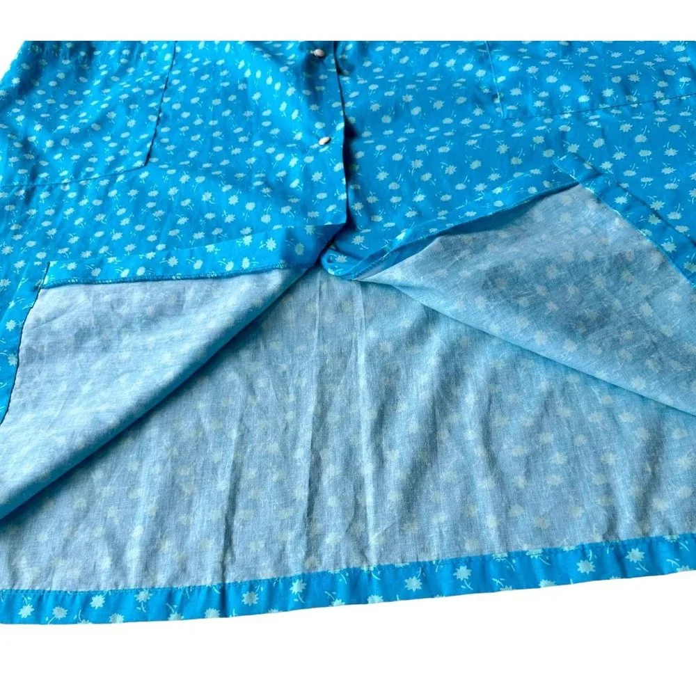 VTG KMart Nightgown Patio Dress Duster Larg Muumuu  Blue Floral House Dr… - Picture 11 of 12